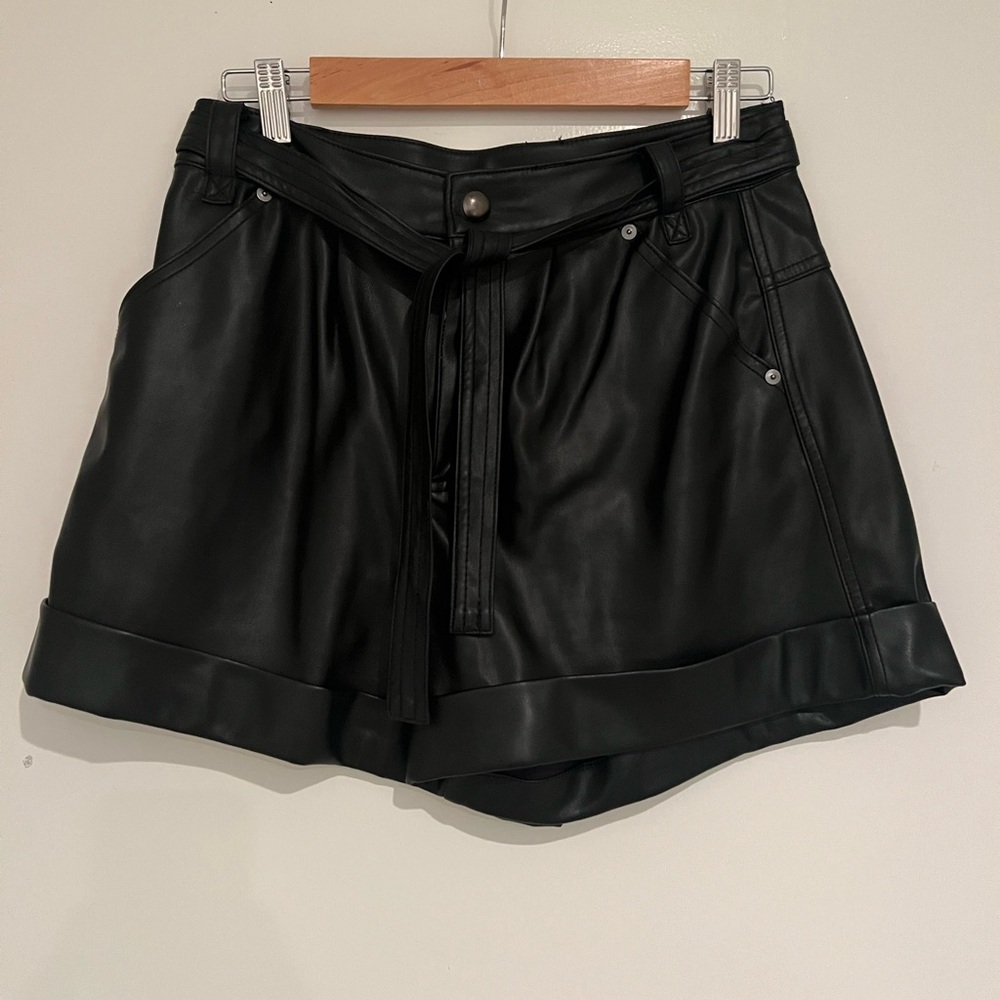 Blank NYC Faux Leather Shorts with Tie